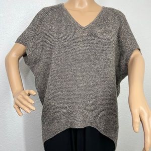 Eileen Fisher 100% Linen Drop Shoulder V-neck‎ Kint High-Low Heathered S
